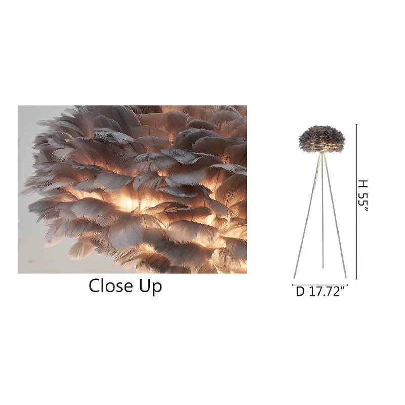 USB Charging Port Floor Lamp for Convenient Device ChargingUSB Charging Port Floor Lamp for Convenient Device ChargingWhite Iron Floor Lamp With Grey Goose Feather