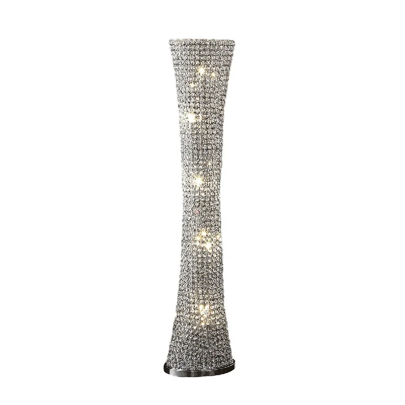 Dimmable Floor Lamp for Adjustable Lighting AmbianceDimmable Floor Lamp for Adjustable Lighting AmbianceWren 57 Inch Floor Lamp, Crystal Base with Subtle Curve, Metal, Silver