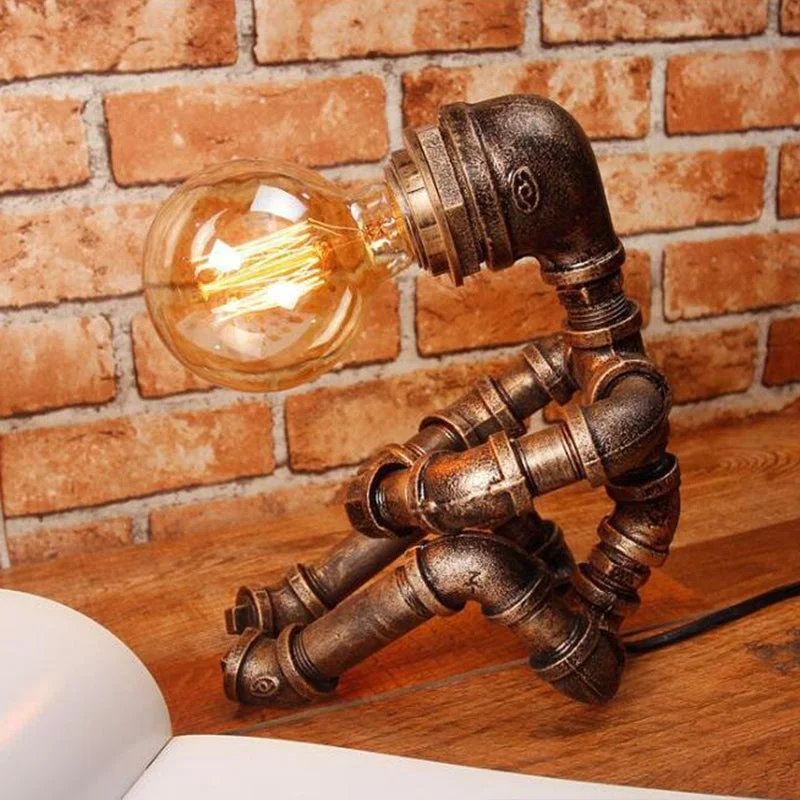 ceramic table lamps with hand painted designs for an artistic touchceramic table lamps with hand painted designs for an artistic touch1-Light Industrial Robot Table Lamp - Antiqued Bronze Metal Nightstand Light for Bedroom