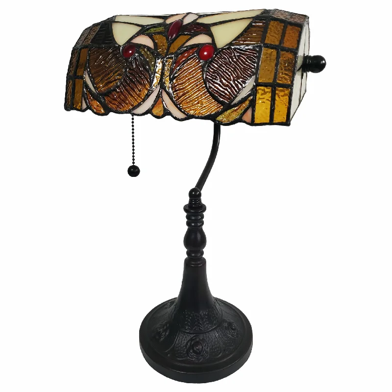 mid century modern table lamps with iconic designs for a stylish studymid century modern table lamps with iconic designs for a stylish study16" Tiffany Style Brown and Orange Banker Desk Lamp By Homeroots