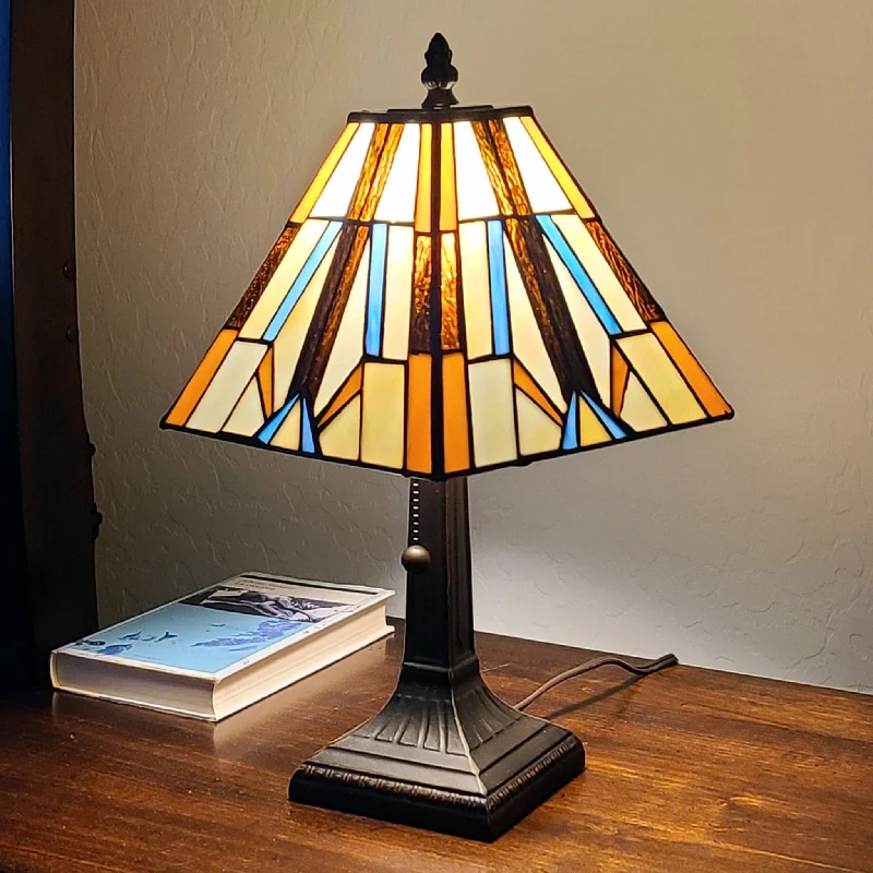 metal table lamps with a matte black finish for a sleek appearancemetal table lamps with a matte black finish for a sleek appearance16" Tiffany Style Mission Style Squared Shade Table Lamp By Homeroots