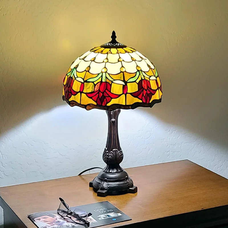 crystal table lamps with dazzling prisms for a glamorous effectcrystal table lamps with dazzling prisms for a glamorous effect19" Tiffany Style Red Tulips Table Lamp By Homeroots