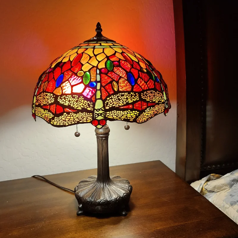 industrial style table lamps with exposed bulbs for loft apartmentsindustrial style table lamps with exposed bulbs for loft apartments20" Stained Glass Two Light Dragonfly Accent Table Lamp By Homeroots