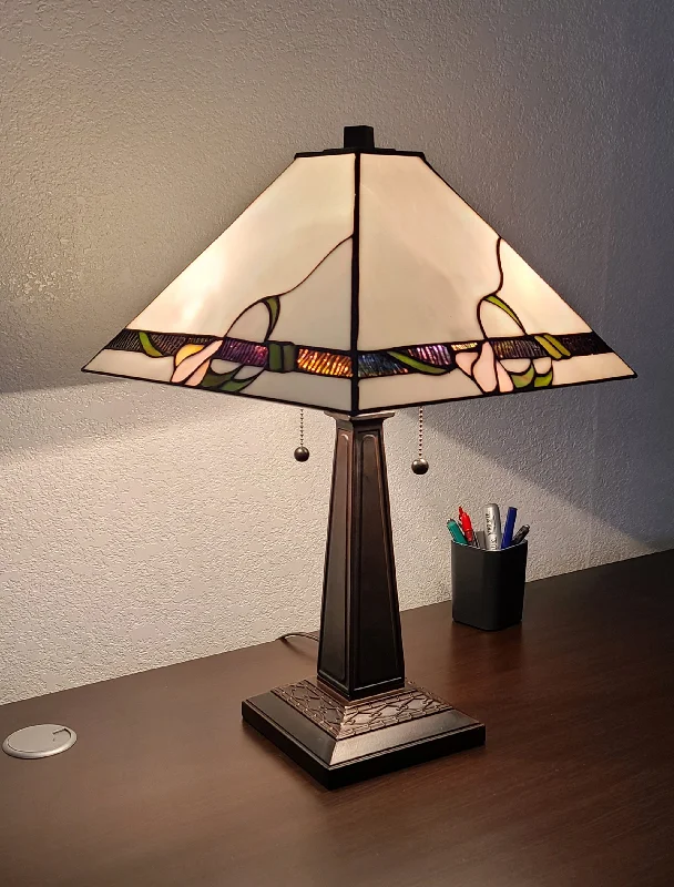 modern minimalist table lamps for contemporary living roomsmodern minimalist table lamps for contemporary living rooms23" White Stained Glass Floral Two Light Mission Style Table Lamp By Homeroots