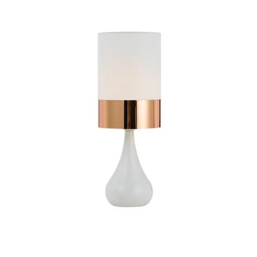 glass table lamps with a frosted surface for soft light diffusionglass table lamps with a frosted surface for soft light diffusionAkira White with Copper Table Lamp
