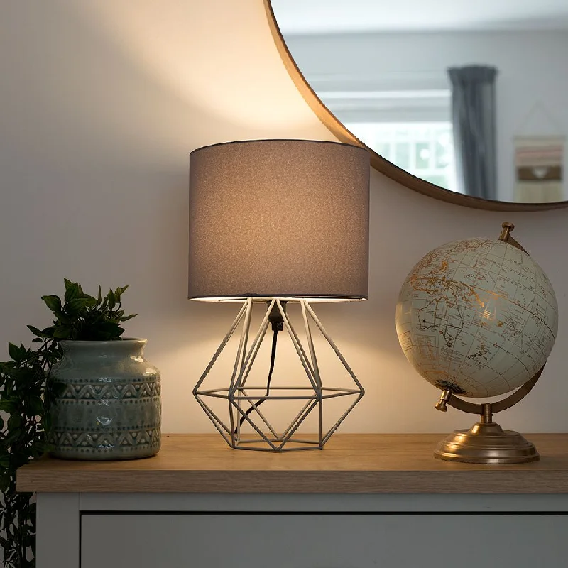 wooden table lamps with natural grain for a warm and organic feelwooden table lamps with natural grain for a warm and organic feelAngus Geometric Grey Base Table Lamp Grey Shade
