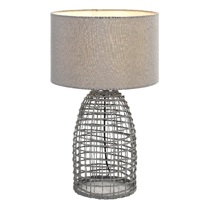rustic farmhouse table lamps for cozy kitchensrustic farmhouse table lamps for cozy kitchensBayz Large Grey Rattan Bottle Cage Table Lamp