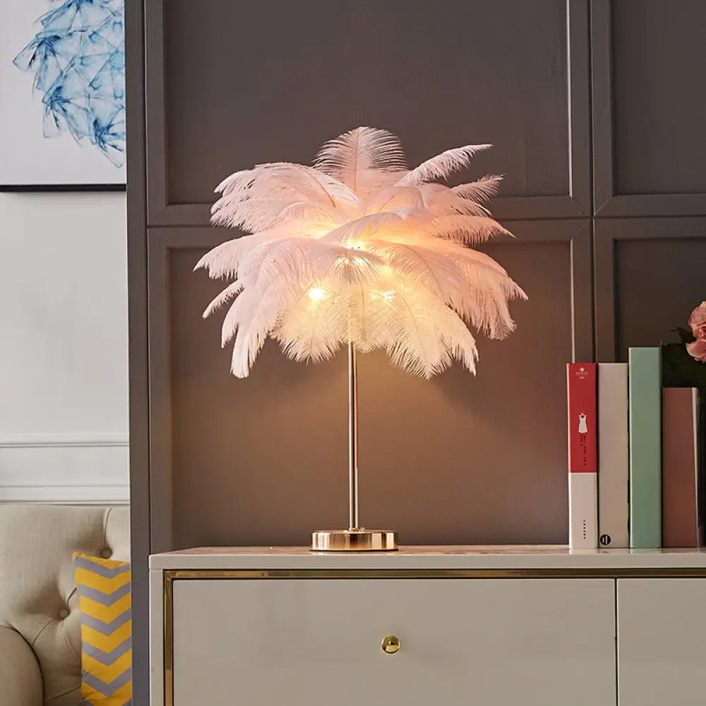 metal table lamps with a matte black finish for a sleek appearancemetal table lamps with a matte black finish for a sleek appearanceCoconut Tree Shaped Night Light with Decorative Feather - 1 Head Accent Table Lamp for Living Room