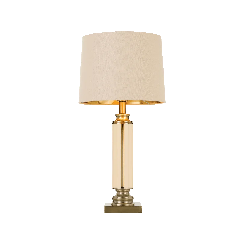 rustic farmhouse table lamps for cozy kitchensrustic farmhouse table lamps for cozy kitchensDorcel Antique Brass and Amber Traditional Table Lamp