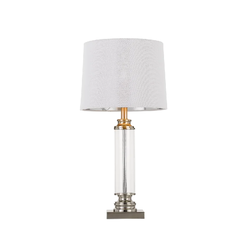wooden table lamps with natural grain for a warm and organic feelwooden table lamps with natural grain for a warm and organic feelDorcel Nickel and Clear Traditional Table Lamp