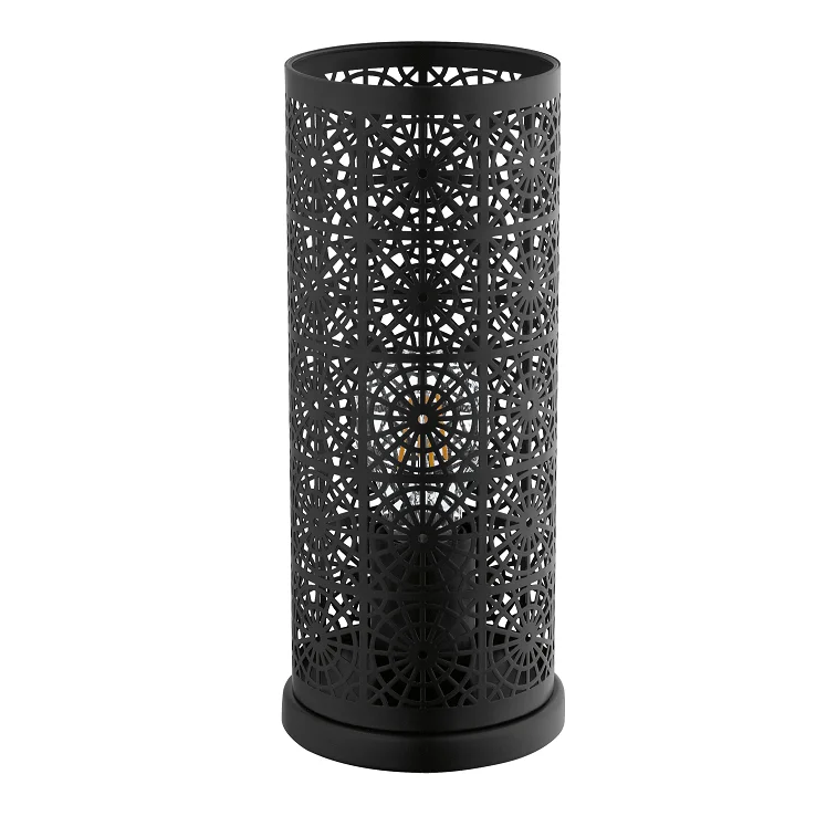 leather table lamps with a distressed texture for a rugged charmleather table lamps with a distressed texture for a rugged charmBocal Black Radial Laser Cut Cylinder Table Lamp