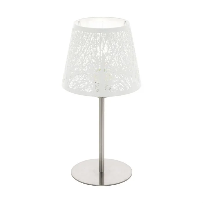 modern minimalist table lamps for contemporary living roomsmodern minimalist table lamps for contemporary living roomsHambleton White and Satin Nickel Modern Laser Cut Table Lamp