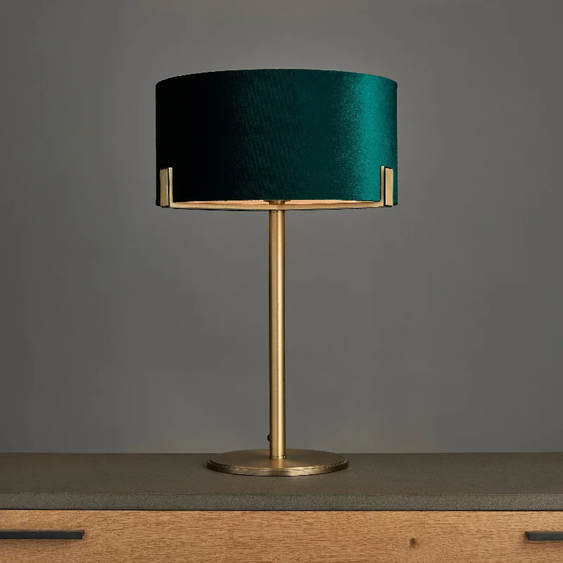 wooden table lamps with natural grain for a warm and organic feelwooden table lamps with natural grain for a warm and organic feelHayfield Table Lamp Green Velvet Shade