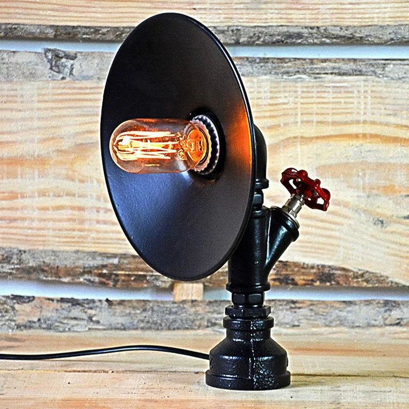 ceramic table lamps with hand painted designs for an artistic touchceramic table lamps with hand painted designs for an artistic touchIndustrial Flared Shade Night Lamp with Decorative Red Valve - Black Iron Table Light