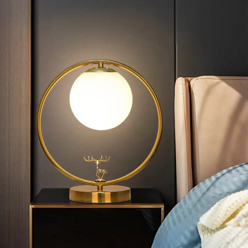 coastal style table lamps with nautical elements for beach housescoastal style table lamps with nautical elements for beach housesSimple Style Ivory Glass Ball Table Light with Gold Night Lamp and Deer Deco