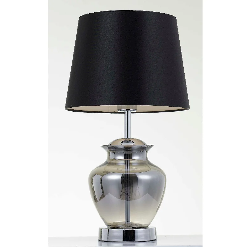 leather table lamps with a distressed texture for a rugged charmleather table lamps with a distressed texture for a rugged charmJune Chrome and Smoke Glass Bottle Vase Table Lamp