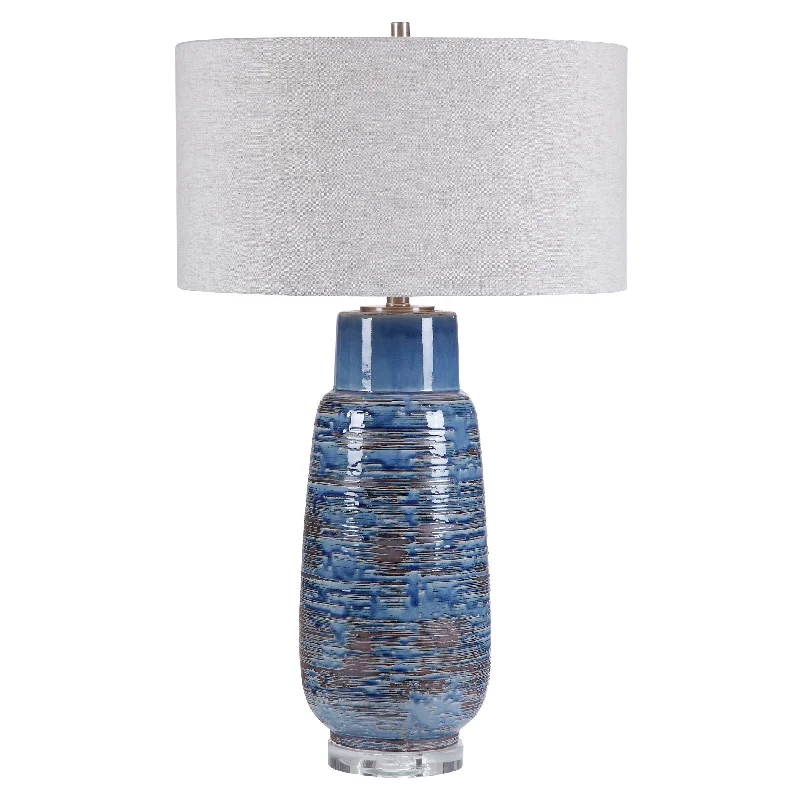 leather table lamps with a distressed texture for a rugged charmleather table lamps with a distressed texture for a rugged charmMAGELLAN BLUE TABLE LAMP