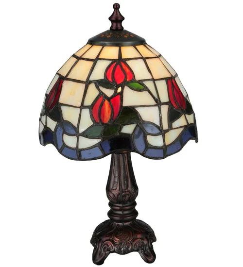 bohemian table lamps with colorful patterns for eclectic bedroomsbohemian table lamps with colorful patterns for eclectic bedroomsMeyda Lighting 132663 12"H Roseborder Mini Table Lamp