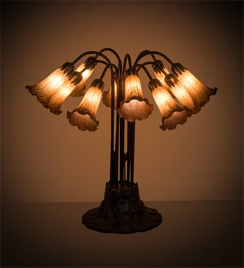 art deco table lamps with geometric shapes for a retro touchart deco table lamps with geometric shapes for a retro touchMeyda Lighting 14369 22"H Amber Pond Lily 10 LT Table Lamp