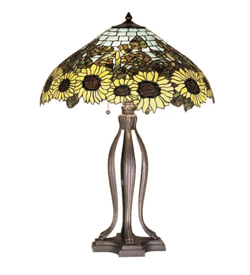 fabric table lamps with a linen shade for a relaxed and breathable lookfabric table lamps with a linen shade for a relaxed and breathable lookMeyda Lighting 47592 30"H Wild Sunflower Table Lamp