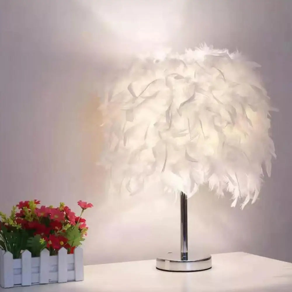 wooden table lamps with natural grain for a warm and organic feelwooden table lamps with natural grain for a warm and organic feelSleek 1-Head Nightstand Lamp: Modern Table Light with Feather Shade for Bedroom