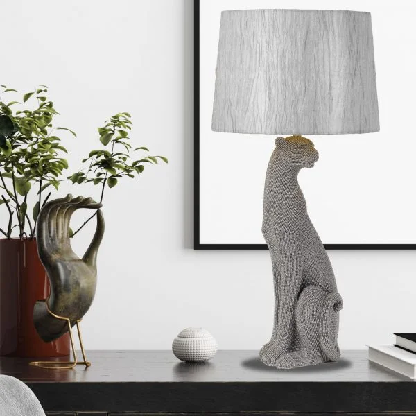 metal table lamps with a matte black finish for a sleek appearancemetal table lamps with a matte black finish for a sleek appearanceNala Silver Encrusted Bead Lioness Table Lamp