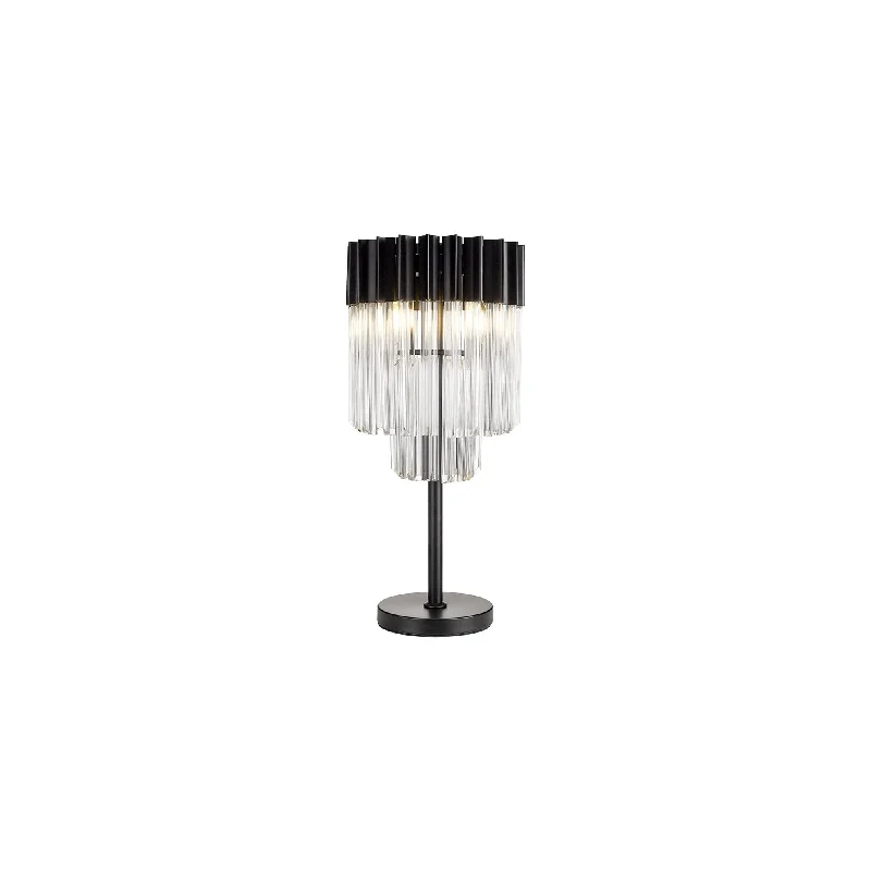 art deco table lamps with geometric shapes for a retro touchart deco table lamps with geometric shapes for a retro touchNelson Lighting NL90079 Vienna 3 Light Table Lamp Matt Black Clear