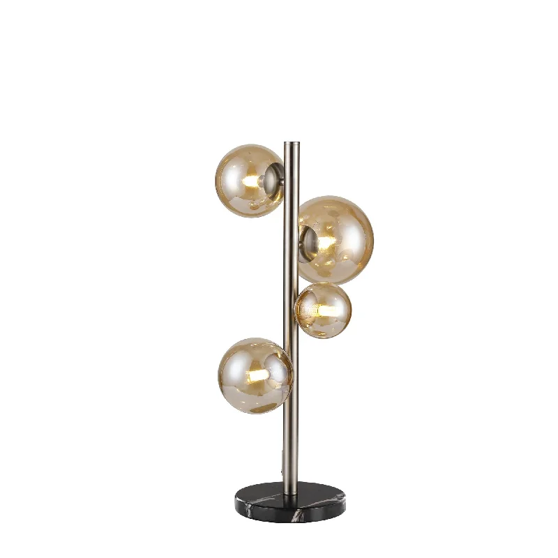 gothic style table lamps with dark finishes for a mysterious lookgothic style table lamps with dark finishes for a mysterious lookNelson Lighting NL9065/AM9 Prague 4 Light Table Lamp Satin Nickel Amber Plated