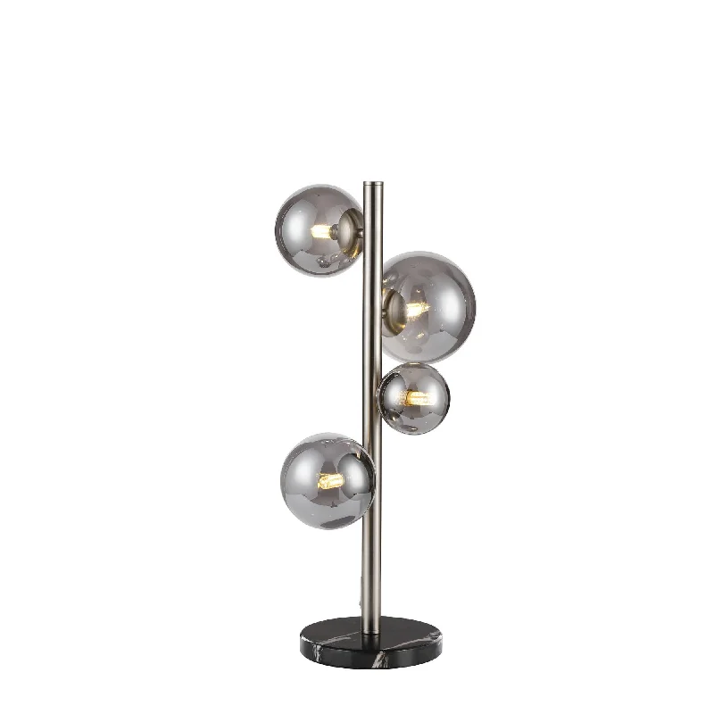 marble table lamps with a luxurious veined pattern for high end decormarble table lamps with a luxurious veined pattern for high end decorNelson Lighting NL9065/SM9 Prague 4 Light Table Lamp Satin Nickel Smoke Plated