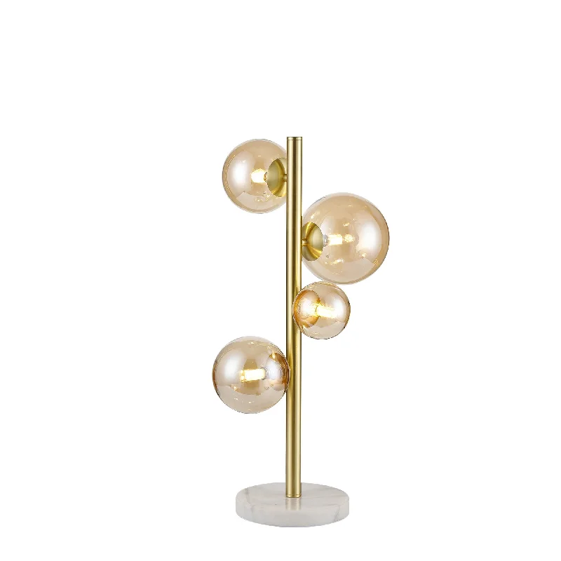 wooden table lamps with natural grain for a warm and organic feelwooden table lamps with natural grain for a warm and organic feelNelson Lighting NL9326/AM9 Prague 4 Light Table Lamp Satin Gold Amber Plated