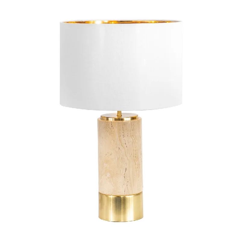 leather table lamps with a distressed texture for a rugged charmleather table lamps with a distressed texture for a rugged charmPaola Travertine Table Lamp - White Shade