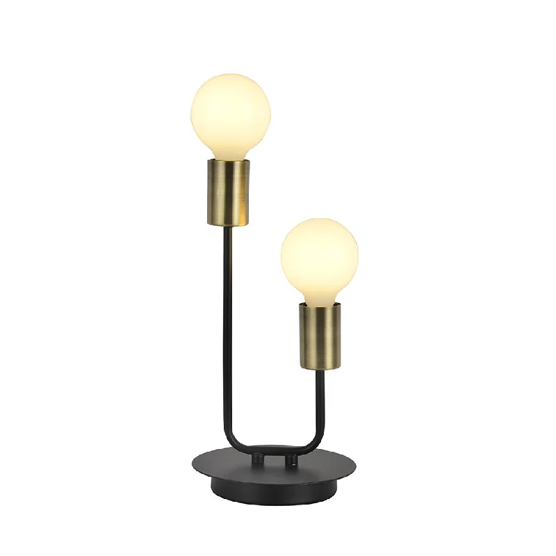 leather table lamps with a distressed texture for a rugged charmleather table lamps with a distressed texture for a rugged charmRoma Black and Antique Brass 2 Light Table Lamp