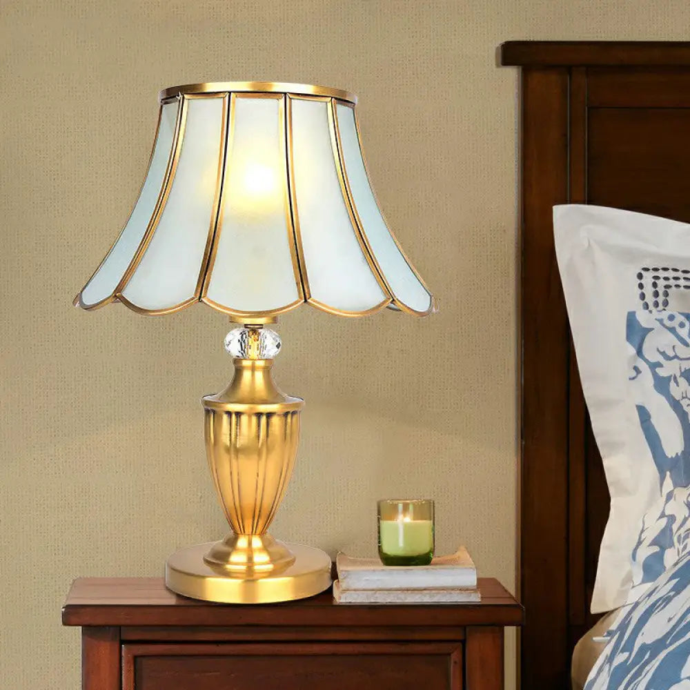 crystal table lamps with dazzling prisms for a glamorous effectcrystal table lamps with dazzling prisms for a glamorous effectVintage Style Brass Nightstand Lamp with Scalloped Opaque Glass, ideal for Bedroom Table Light