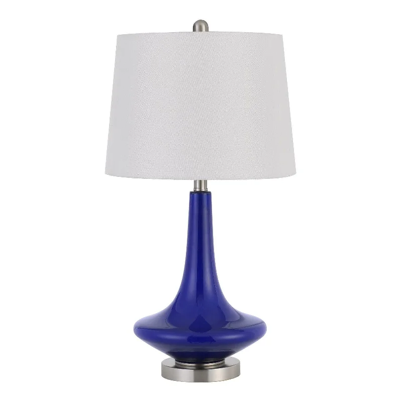 coastal style table lamps with nautical elements for beach housescoastal style table lamps with nautical elements for beach housesSet of Two 26” Navy Blue Glass Table Lamps By Homeroots