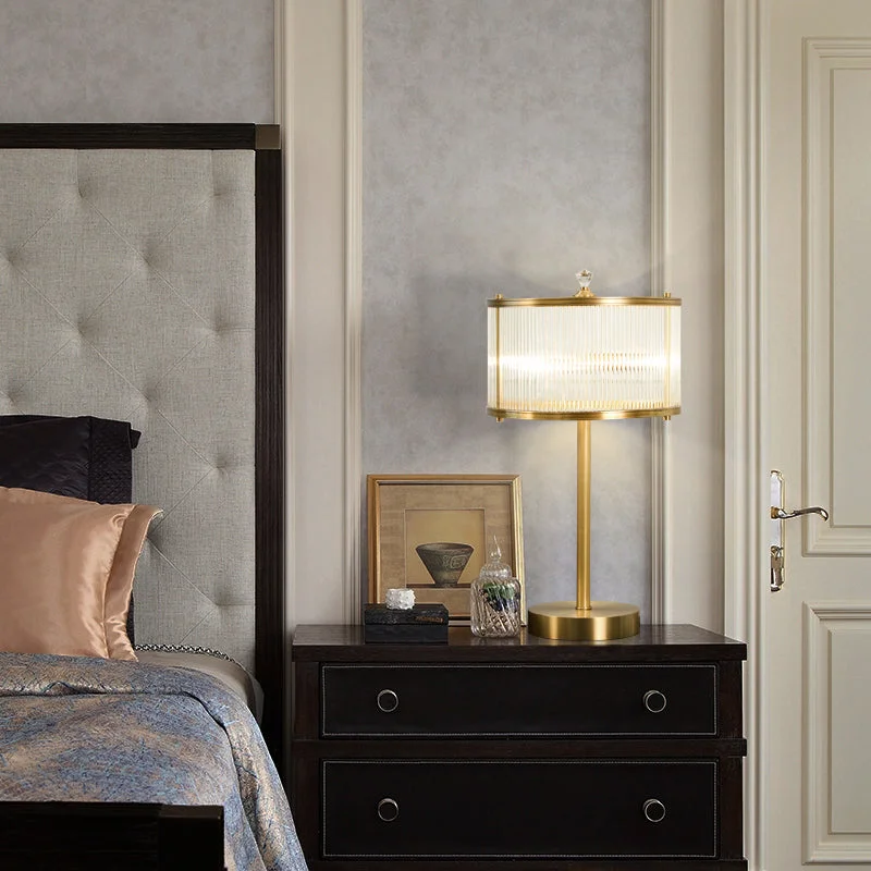metal table lamps with a matte black finish for a sleek appearancemetal table lamps with a matte black finish for a sleek appearanceModern Brass Nightstand Lamp for Bedside - Clear Glass Rod Drum Shade Table Light with 1 Bulb